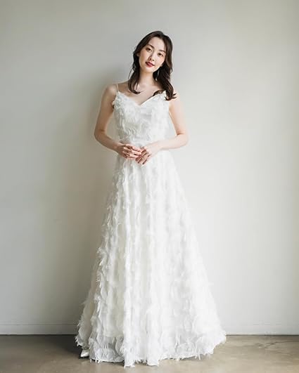 ホワイトドレス 前撮り 結婚式 フェザードレス 二次会 Ｍ　白 ロングドレス 楽天市場】ウェディングドレス ロングドレス Aラインドレス